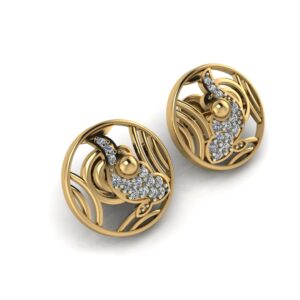 Radiant Bloom: Gold Earrings with Sparkling Diamonds