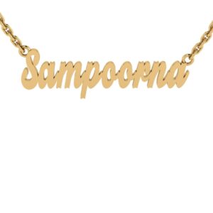 Sampoorna Name Curved Pendant: 14K, 18K, and 22K Variants