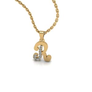 R Alphabet Diamond Pendant: 14K, 18K, and 22K Options