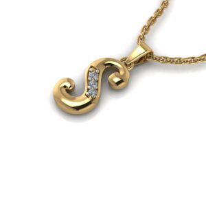 S Alphabet Diamond Pendant: 14K, 18K, and 22K Options
