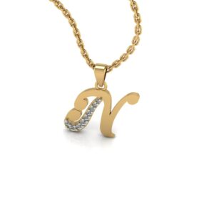 N Alphabet Diamond Pendant: 14K, 18K, and 22K Options