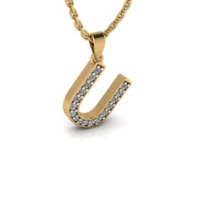 U Alphabet Diamond Pendant: 14K, 18K, and 22K Options