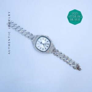 Shine Ivory Silver Watch with Premium CZ Stones