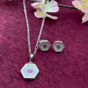 Rose Dawn Zirconia Pendant Set with Earrings