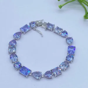 Frosted Glow: Ice Blue Gem Bracelet