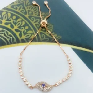 Celestial Shield: Gold-Plated Evil Eye Wrist Chain