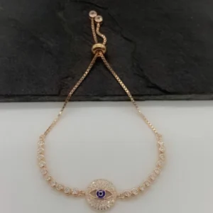 Guardian Glow: Gold-Plated Evil Eye Wrist Chain