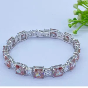 Crimson Glow: Red Gem Bracelet