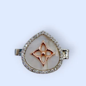 Regal Button Charm: Silver Ring with Button Cap Detail