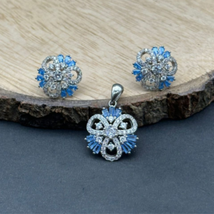 Celestial Blue Gem Pendant & Earrings Set