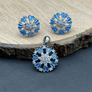 Ocean's Embrace Round Pendant & Earrings Set