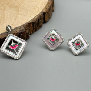 Dancing Elegance Rose Gold Pendant & Earrings Set