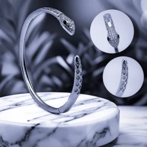 Silver Serpent Grace Snake Cuff Bracelet