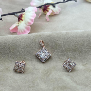 Radiant Rose Gem Pendant & Earrings Ensemble