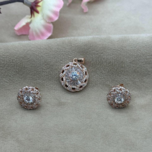 Imperial Rose Round Pendant & Earrings Set