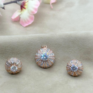 Radiant Rose Gold Orb Pendant & Earrings Set