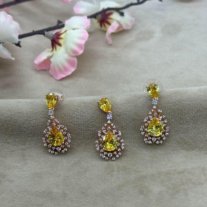 Golden Blossom Pendant and Earrings Set