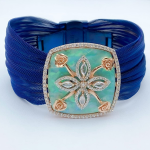 Untitled design Blue Rose Gold Cuff Bracelet