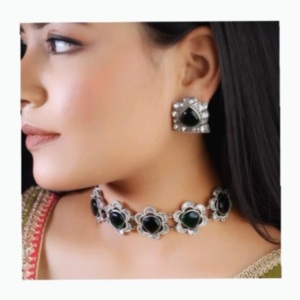 Midnight Blossom Floral Choker set