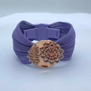 Lavender Elegance: Floral Cuff Bracelet with Rose Gold Accent