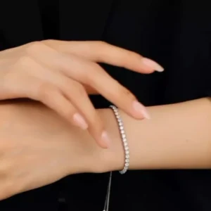 Lunar Grace: Sling Chain Bracelet in Moon White Silver