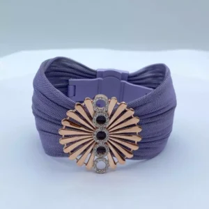 Luminous Lavender: Round Cuff Bracelet with Rose Gold Elegance