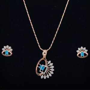 Luminous Elegance: Rose Gold Gem Pendant Set for an Effortless Glow