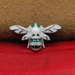 Honey Gem: Premium Silver Bee Motif Brooch