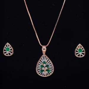 Eternal Blush: Rose Gold Gem Pendant Set for Timeless Sophistication