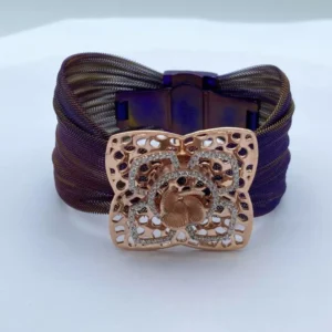 Floral Lavender Radiance: Rose Gold Cuff Bracelet