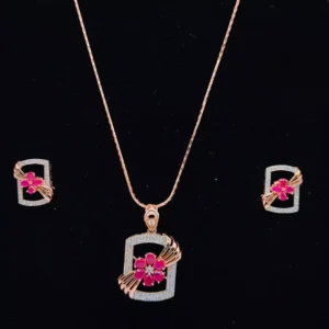 Radiant Blush Floral Pendant Set: A Symphony of Grace and Glow