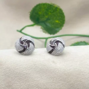 Crimson Glow: Maroon Round Silver Stud Earrings