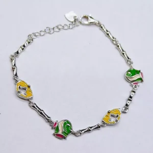 Dreamland Charms: Silver Wrist Chain with Playful Colors for Kids