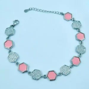 Peach Blush Glow: Luxe Gleam Bracelet with MOP and Zirconia Stones