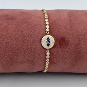 Guardian Gleam: Evil Eye Chain Bracelet in Silver Zirconia