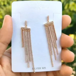 Luminous Bloom: Rose Gold Long Earrings for Effortless Grace