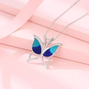 Whispering Wings: Ocean Blue Butterfly Pendant