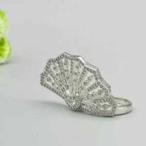 Radiant Horizon: Silver Zirconia Ring with Half Oval Elegance