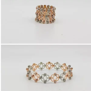 Radiant Harmony: Dual Tone Adjustable Bracelet in Rose Gold and Silver