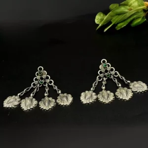 Moonlit Grace: Silver Jhumka Earrings for Timeless Elegance