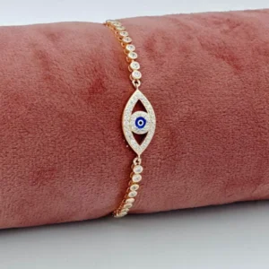 Guardian Glance: Evil Eye Chain Bracelet with Zirconia Accents