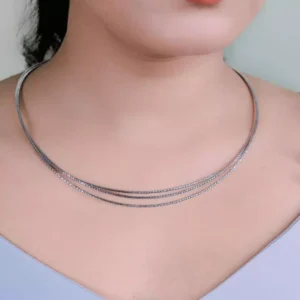 Celestial Radiance: Silver Triple Strand Sparkle Chain