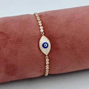 Guardian Charm: Evil Eye Chain Bracelet in Silver with Zirconia