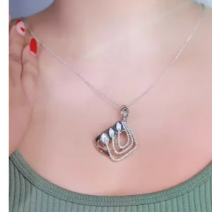 Whispering Leaf: Stylish Sling Pendant with Earrings