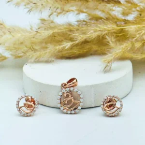 Golden Glimmer: Duck Pendant and Earring Set in Silver in two colour variations