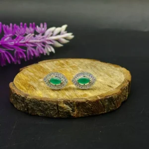 Untitled_design-16 Verdant Heart: Silver Stud Earrings