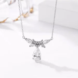 Graceful Cascade: Sling Drop Gem Pendant with Chain