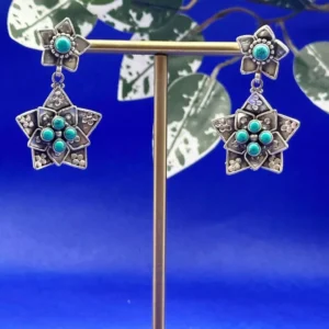 Moonlit Garden: Oxidized Floral Jhumka Earrings