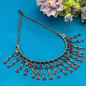 Rainforest Elegance: Sterling Silver Multicolor Neckpiece