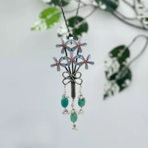 Eternal Blossom: Afghani-Inspired Sterling Flower Long Neckpiece